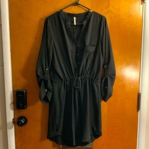 Black sheer 3/4 sleeve dress knee length